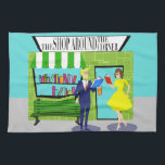 Retro Book Lovers Kitchen Towel<br><div class="desc">Attention, all bookworms! This Retro Book Lovers Kitchen Towel is the design for you. This 1960's style, minimalist art, cartoon drawing features a quaint Mum and Pop bookstore. It's the kind of shop with a helpful staff--where browsing is encouraged and shelves are stocked with everything from current bestsellers to obscure...</div>