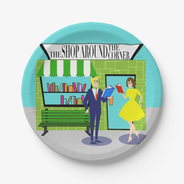 Retro Book Lovers Paper Plate (Front)