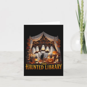 Retro Bookish Witch Boo Ghost Haunted Bookstore Ha Card