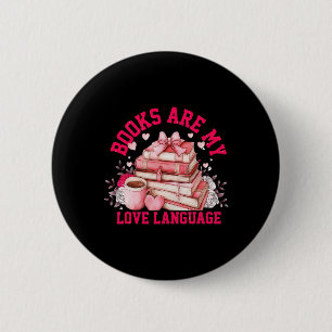 Retro Books Are My Love Language Librarian Valenti 6 Cm Round Badge