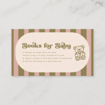 Retro Books for Baby Pink Stripe Teddy Baby Shower