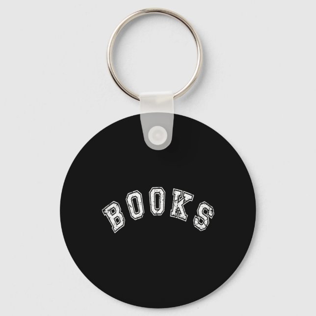 Retro Books Library School Librarian Book Lover Key Ring (Front)