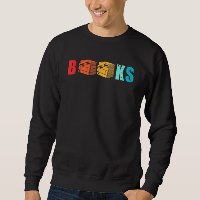 Retro Books Reading Bookworm Library Literature Ed Sweatshirt (Front)