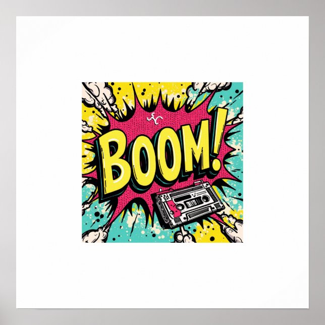 Retro Boombox Blast Poster (Front)
