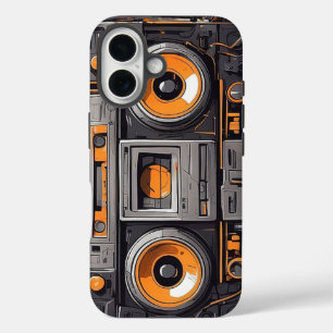 Retro Boombox Cassette Player Orange iPhone Case