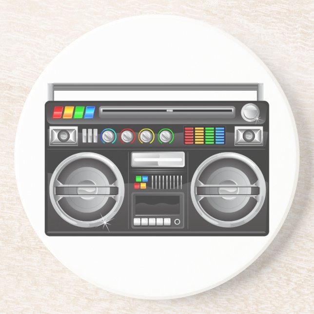 retro boombox ghetto blaster graphic coaster (Front)