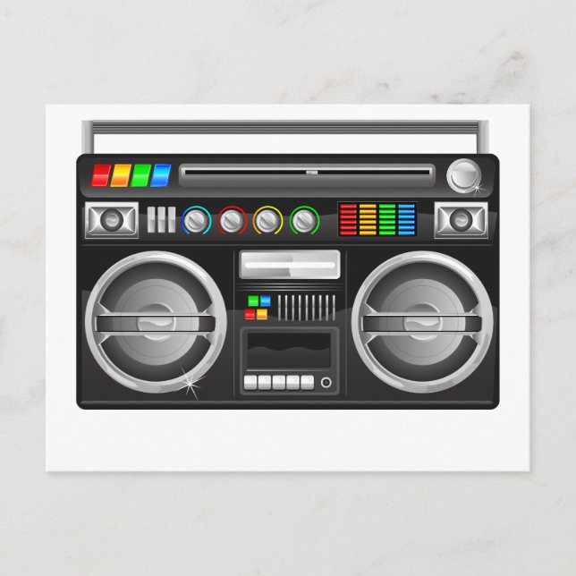 retro boombox ghetto blaster graphic postcard (Front)