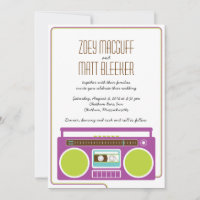 Retro Boombox Indie Mixtape Wedding (Purple/Lime)