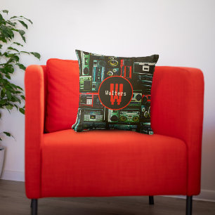 Retro Boomboxes Throw Pillow