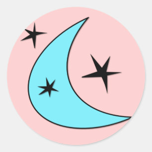 Retro Boomerang Stars Classic Round Sticker