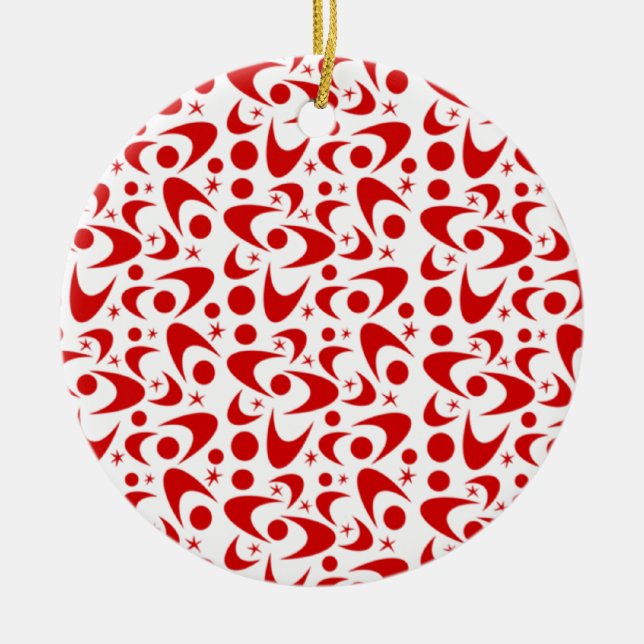 Retro Boomerangs Ceramic Tree Decoration (Front)