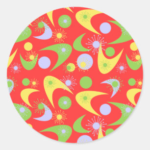 Retro Boomerangs Classic Round Sticker