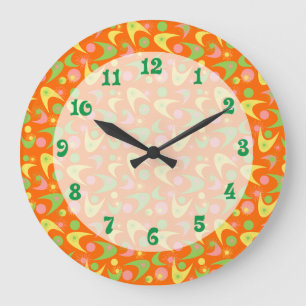 Retro Boomerangs Large Clock