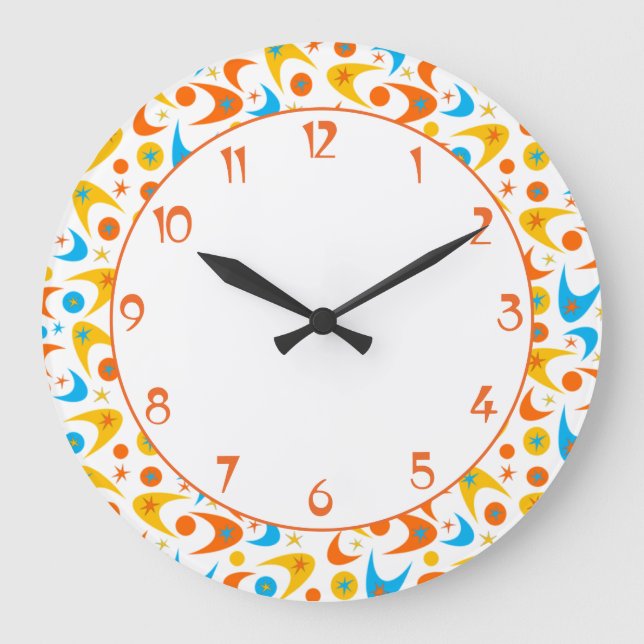 Retro Boomerangs Large Clock (Front)