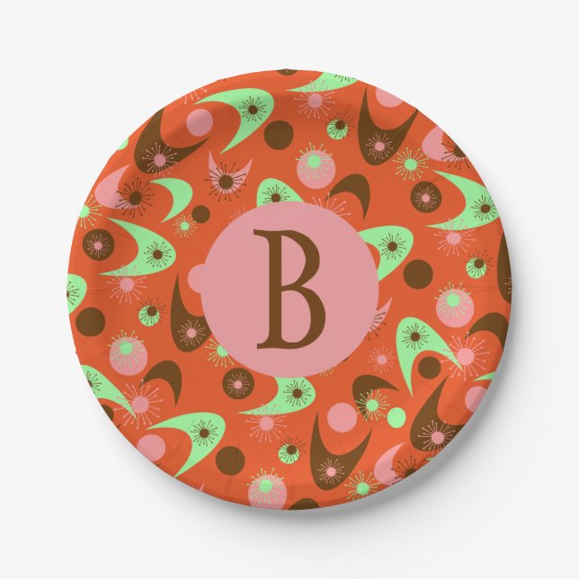 Retro Boomerangs Paper Plate (Front)