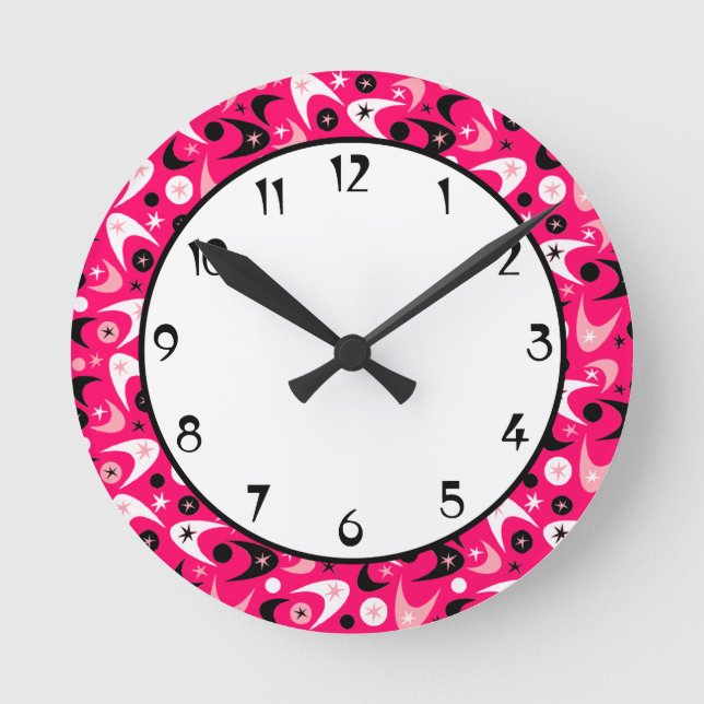 Retro Boomerangs Round Clock (Front)