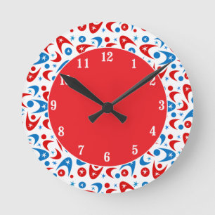 Retro Boomerangs Round Clock