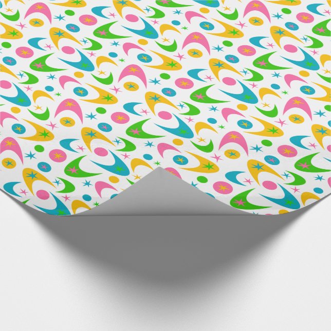 Retro Boomerangs Wrapping Paper (Corner)