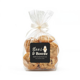  Retro Boos & Booze Spooky Halloween Square Sticker