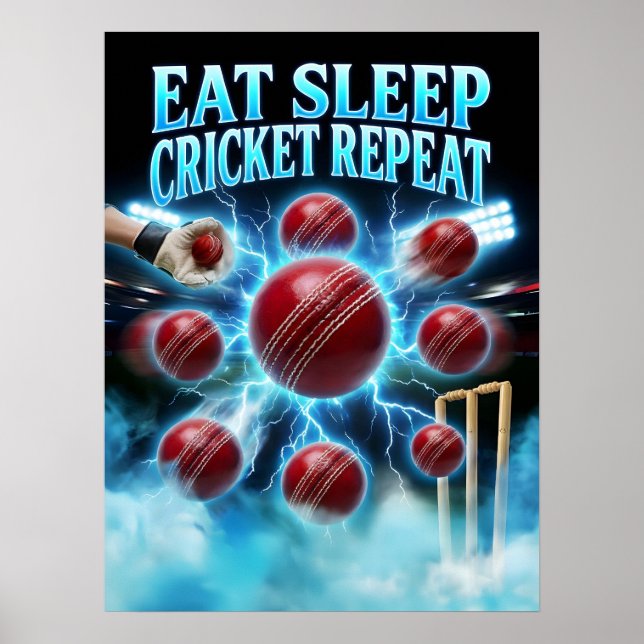 Retro Bootleg Cricket Graphic Poster (Front)