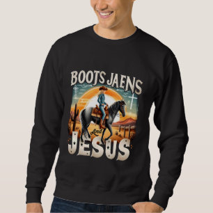 Retro Boots Jeans And Jesus Cowgirl Vintage Countr Sweatshirt
