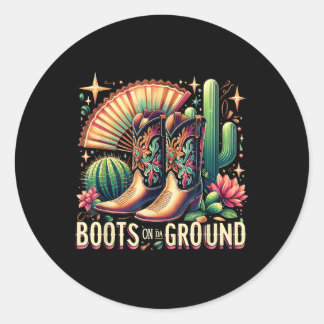 Retro Boots On Da Ground Western Cowgirl Desert Vi Classic Round Sticker