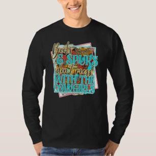 Retro Boots Spurs Don't Mess With Cowgirls Turquoi T-Shirt