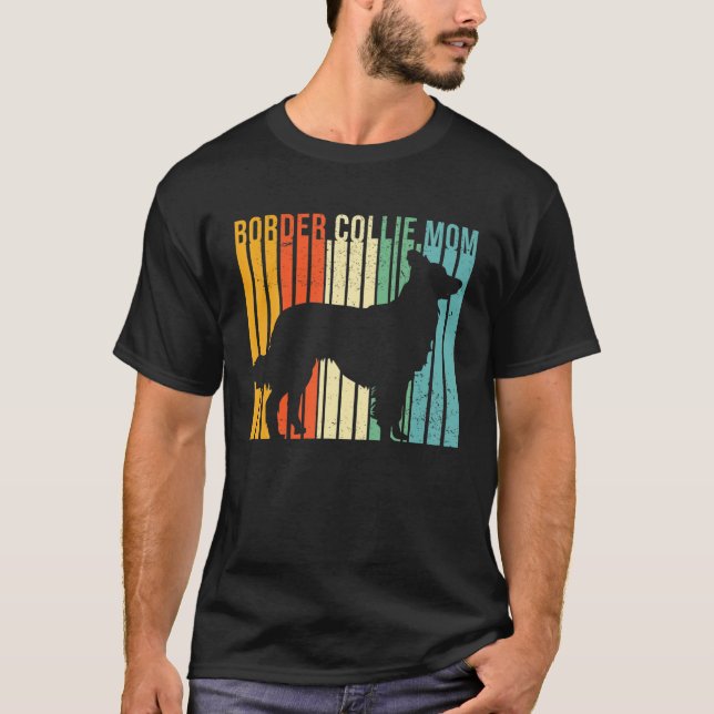 Retro Border Collie Mum Cute Border Collie Lover D T-Shirt (Front)