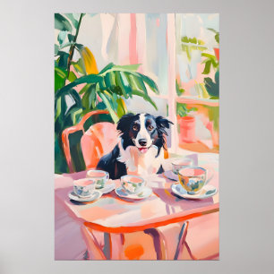 Retro Border Collie Poster, Border Collie Oil Poster