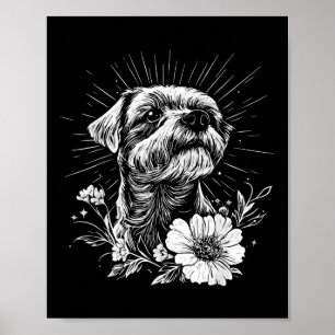 Retro Border Terrie Dog Lover Tattoo Style _1 Poster