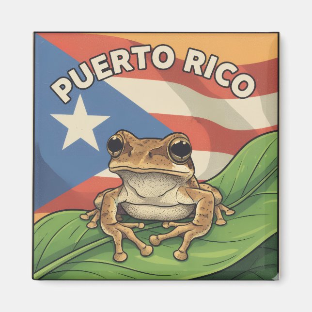 Retro Boricua Pride Poster Magnet (Front)