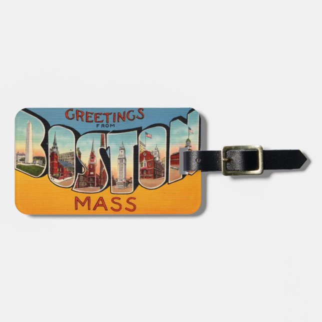 Retro Boston Luggage Tag (Front Horizontal)