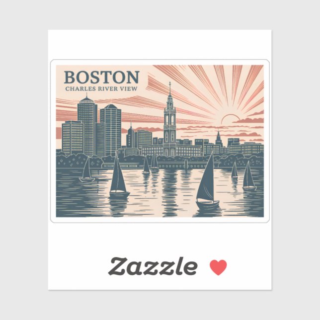 Retro Boston Sailboats Skyline WPA Vintage Classic (Sheet)