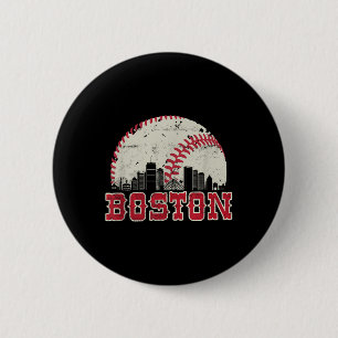 Retro Boston Skyline Baseball Vintage 6 Cm Round Badge