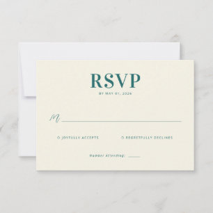 Retro Botanica and Teal Wedding RSVP Card