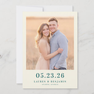 Retro Botanica and Teal Wedding Save The Date