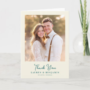 Retro Botanica and Teal Wedding Thank You Card