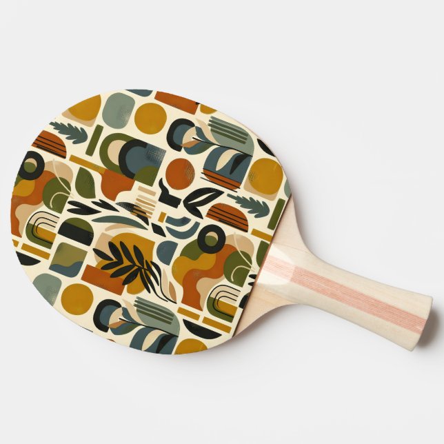 Retro Botanica Geometrica Ping Pong Paddle (Side)