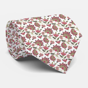 Retro Botanical Damask Boho Pattern Tie