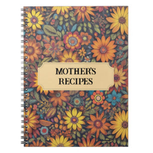 Retro Botanical Flowers Pattern Notebook