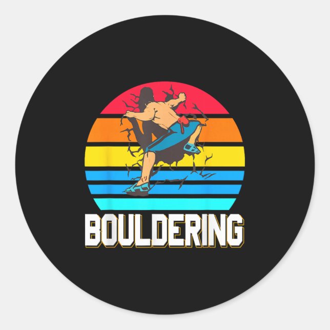 Retro Bouldering Wall Smash Indoor Climbing Scene  Classic Round Sticker (Front)