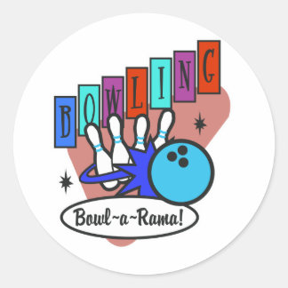 retro bowl-a-rama sign classic round sticker