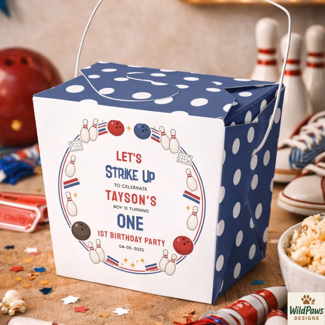 Retro Bowling 1st Birthday Party – Fun Kids  Favour Box (Retro Bowling 1st Birthday Party – Fun Kids Favor Boxes
)