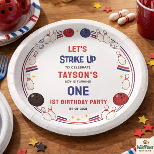 Retro Bowling 1st Birthday Party – Fun Kids Paper Plate