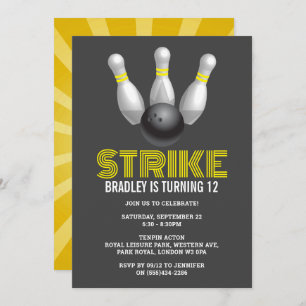 Retro Bowling Any Age Birthday Invitation
