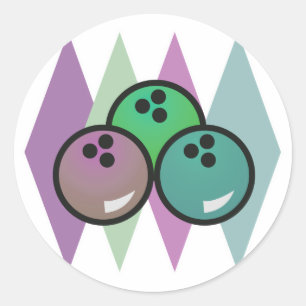 retro bowling balls design classic round sticker