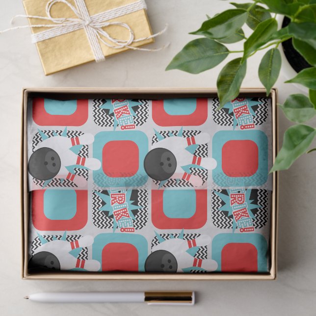 Retro Bowling Chevron Wrapping Tissue Paper (Gift)