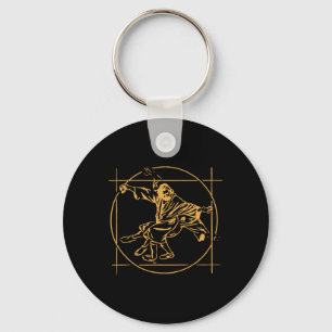 Retro Bowling Enthusiast Clic 90s Da Vinci Man Hum Key Ring