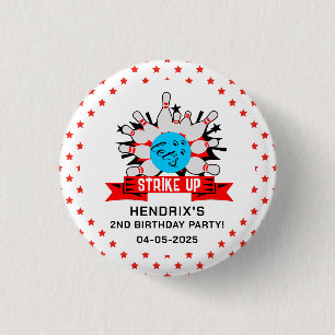 Retro Bowling Kids 1st Birthday Party 3 Cm Round Badge