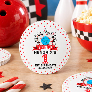 Retro Bowling Kids 1st Birthday Party 7.5 Cm Round Badge